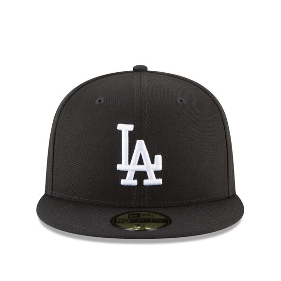 New Era 59Fifty Los Angeles Dodgers Fitted Hat, Size 7 1/2- Black/White MLB Cap - Picture 2 of 7